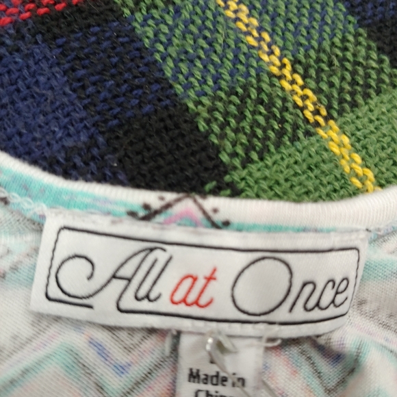 All At Once | Swing Multicolor Aline Tunic Crochet Tank Top Large - Picture 3 of 15